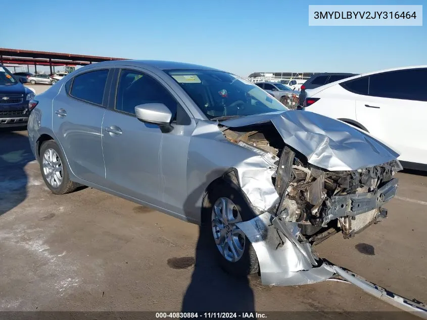 2018 Toyota Yaris Ia VIN: 3MYDLBYV2JY316464 Lot: 40830884