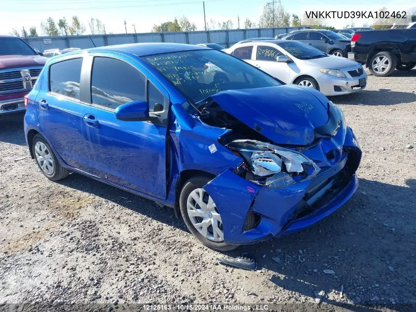 2019 Toyota Yaris Le VIN: VNKKTUD39KA102462 Lot: 12125163