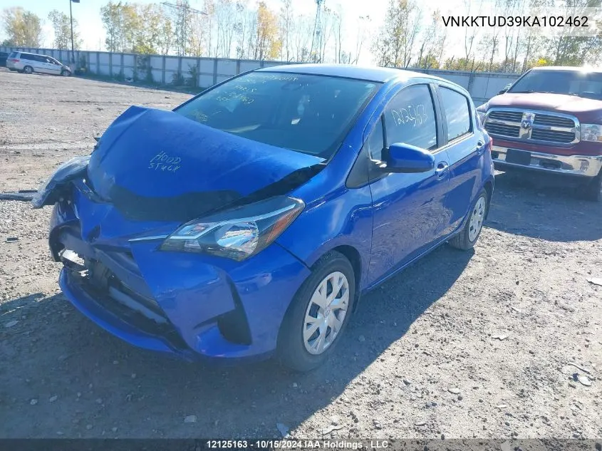 2019 Toyota Yaris Le VIN: VNKKTUD39KA102462 Lot: 12125163