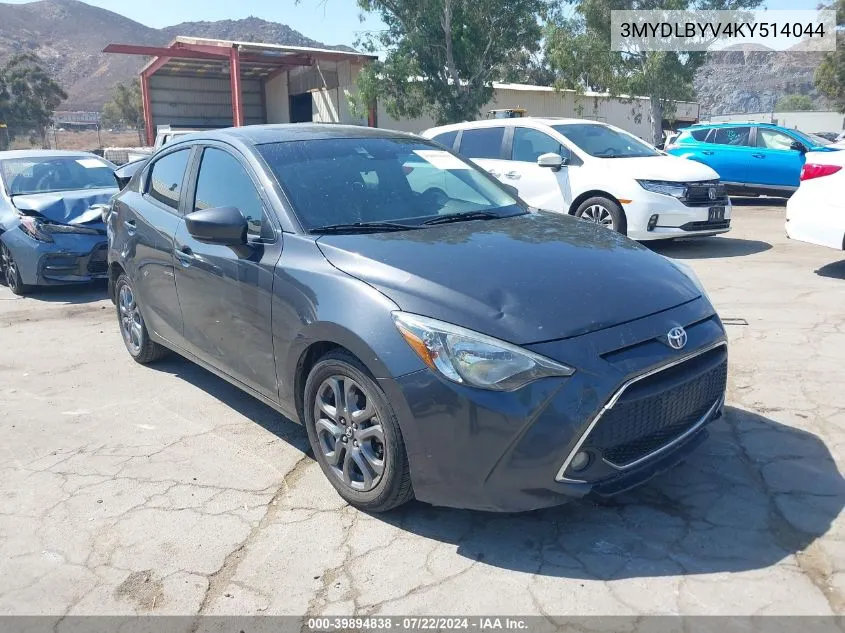 3MYDLBYV4KY514044 2019 Toyota Yaris Le