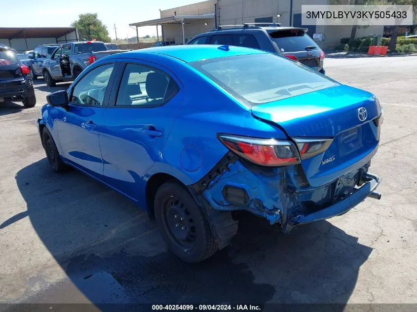 3MYDLBYV3KY505433 2019 Toyota Yaris L