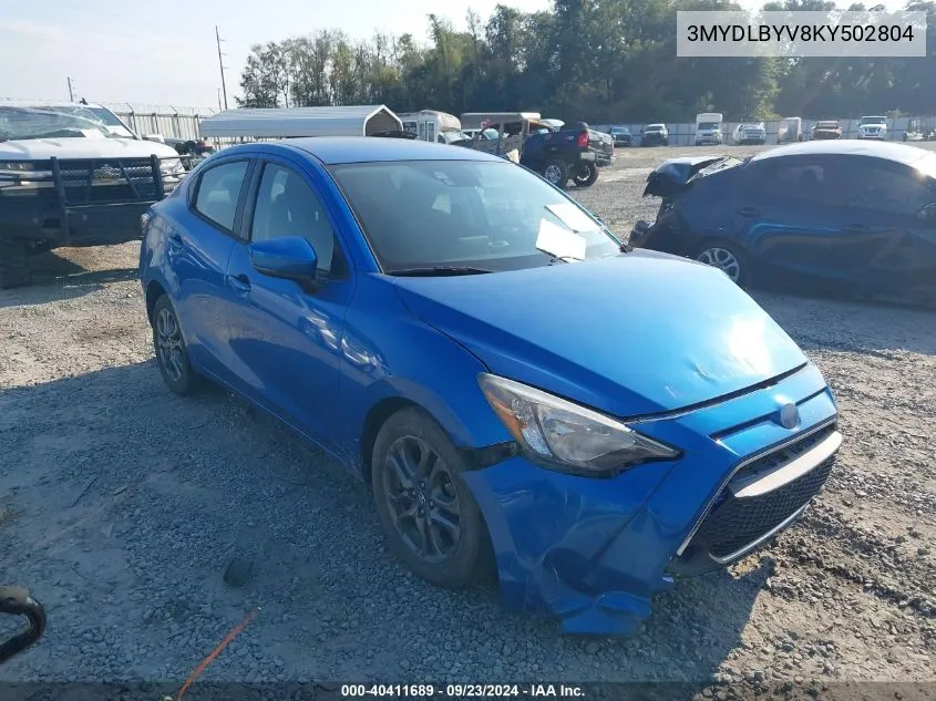 3MYDLBYV8KY502804 2019 Toyota Yaris Le