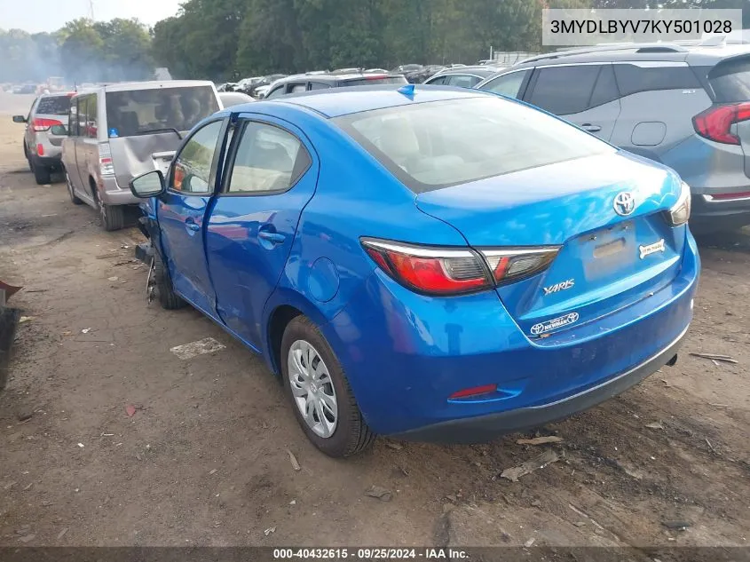 3MYDLBYV7KY501028 2019 Toyota Yaris L