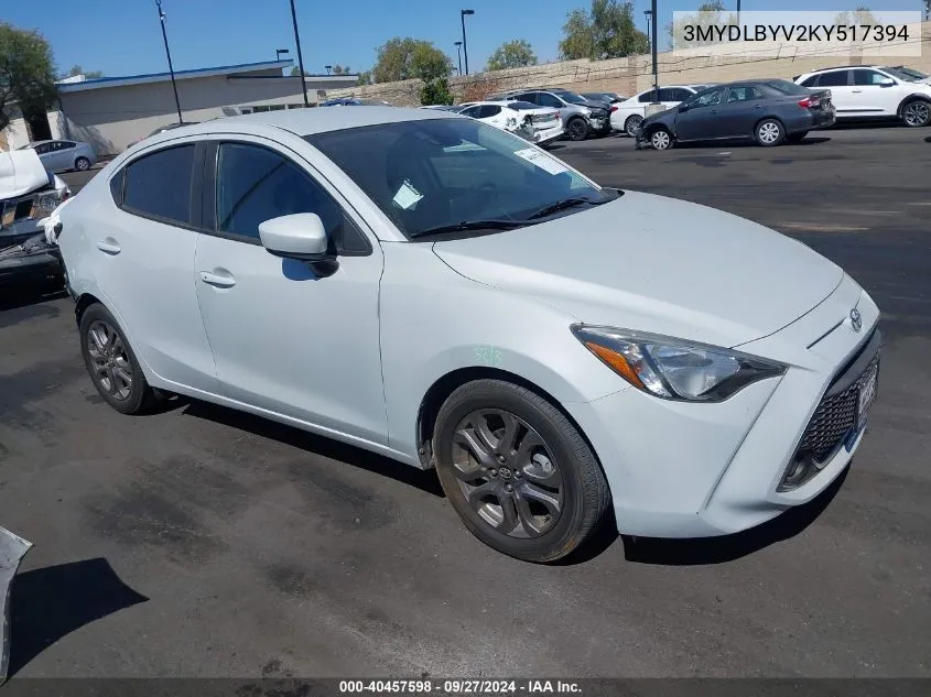 2019 Toyota Yaris Le VIN: 3MYDLBYV2KY517394 Lot: 40457598