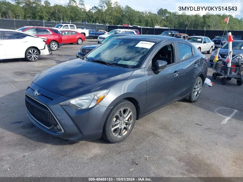 3MYDLBYV0KY514543 2019 Toyota Yaris Le