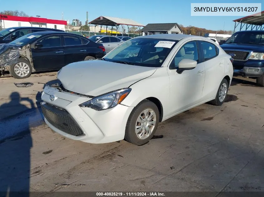 2019 Toyota Yaris L VIN: 3MYDLBYV6KY514207 Lot: 40825219