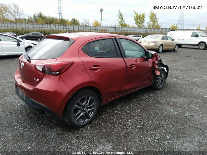 2020 Toyota Yaris Xle VIN: 3MYDLBJV7LY716002 Lot: 12125759