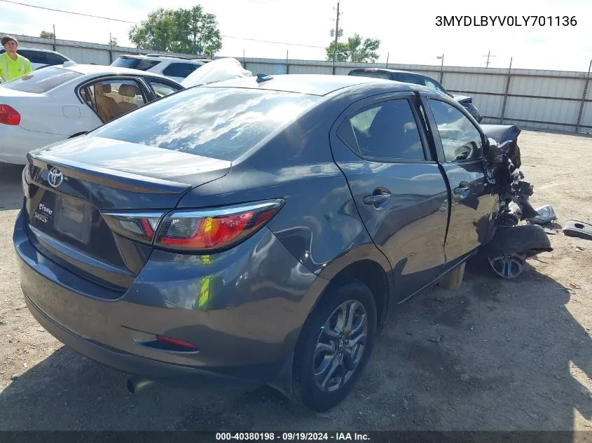 3MYDLBYV0LY701136 2020 Toyota Yaris Le