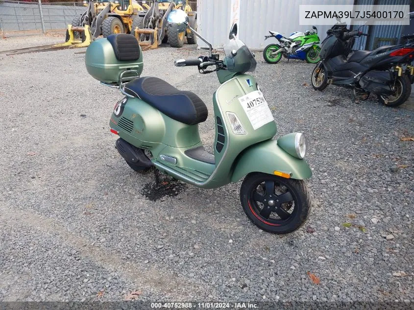 2018 Vespa Gts/Sei Giorni VIN: ZAPMA39L7J5400170 Lot: 40752988