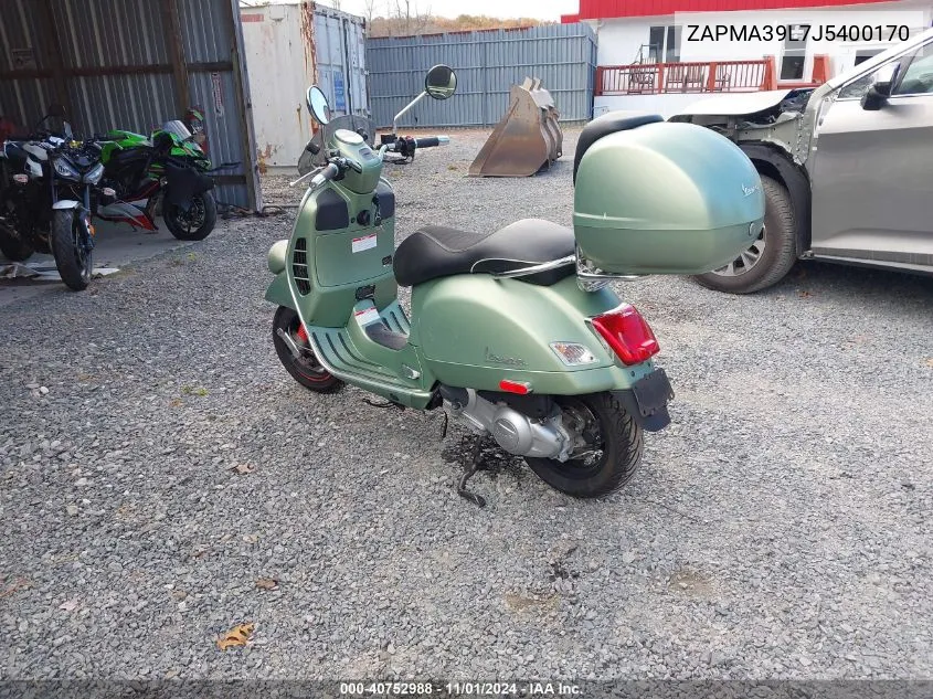 2018 Vespa Gts/Sei Giorni VIN: ZAPMA39L7J5400170 Lot: 40752988