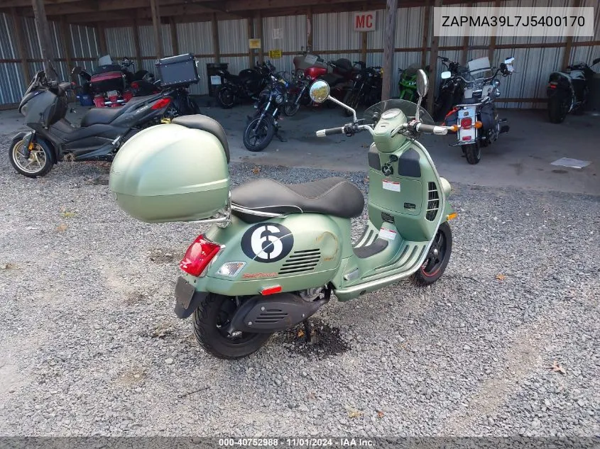 2018 Vespa Gts/Sei Giorni VIN: ZAPMA39L7J5400170 Lot: 40752988