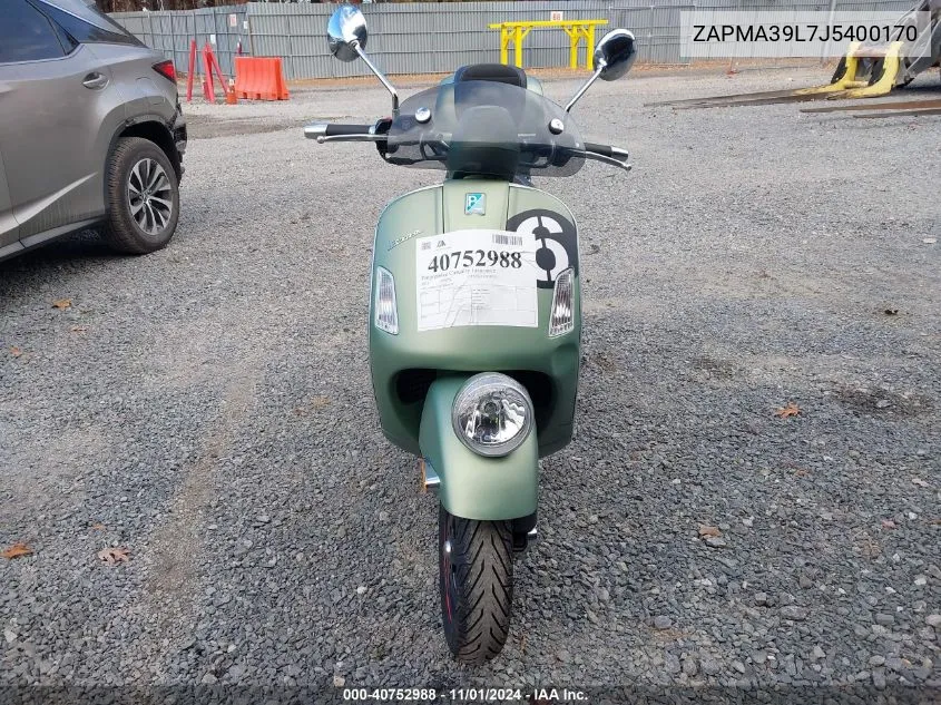 2018 Vespa Gts/Sei Giorni VIN: ZAPMA39L7J5400170 Lot: 40752988