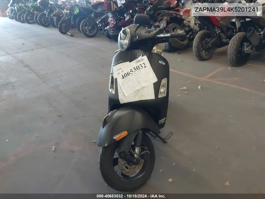 2019 Vespa Gts 300 Super VIN: ZAPMA39L4K5201241 Lot: 40653032