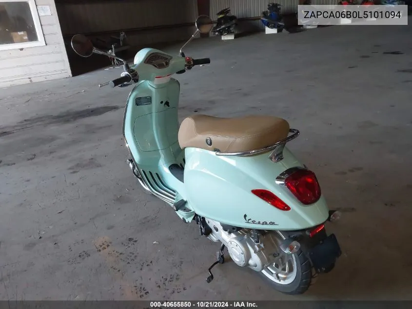 2020 Vespa Primavera50 4Vie VIN: ZAPCA06B0L5101094 Lot: 40655850