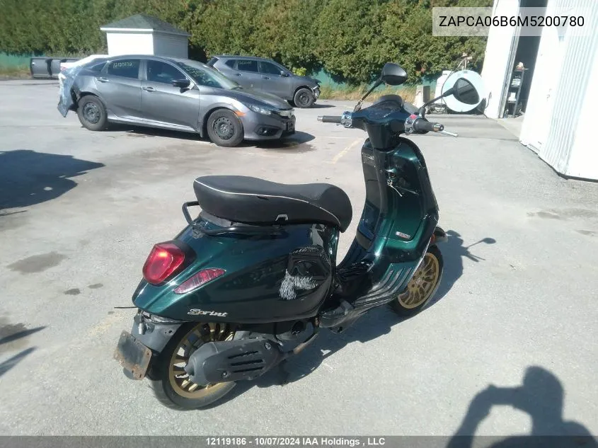 2021 Vespa Primavera/Sprint 50 VIN: ZAPCA06B6M5200780 Lot: 12119186