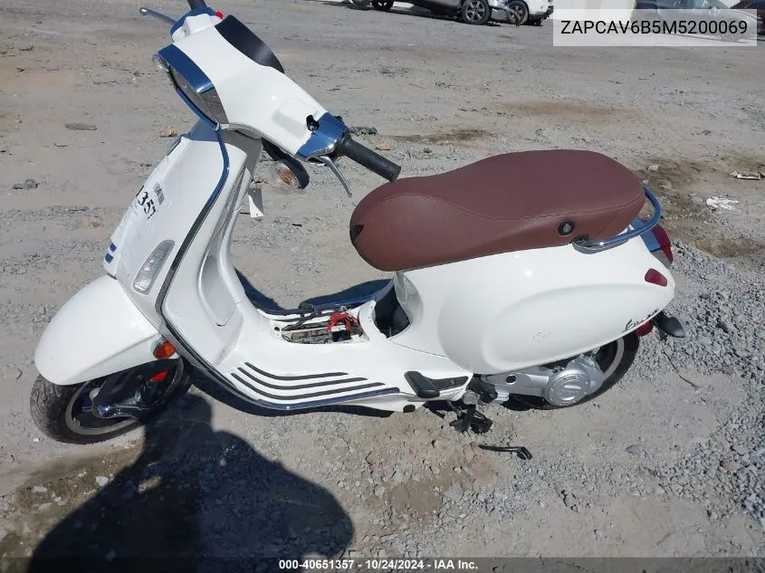 2021 Vespa Primavera/Sprint 50 VIN: ZAPCAV6B5M5200069 Lot: 40651357