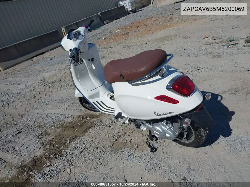 2021 Vespa Primavera/Sprint 50 VIN: ZAPCAV6B5M5200069 Lot: 40651357