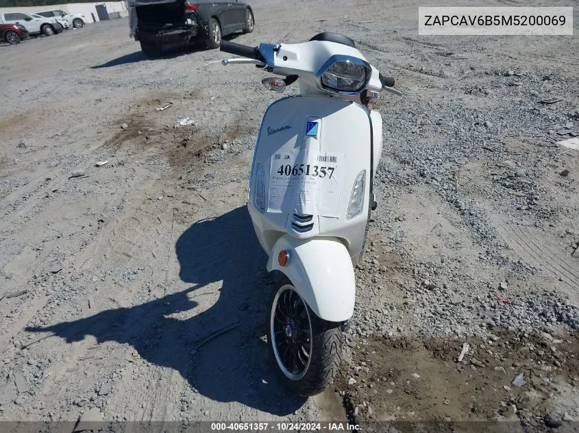 2021 Vespa Primavera/Sprint 50 VIN: ZAPCAV6B5M5200069 Lot: 40651357