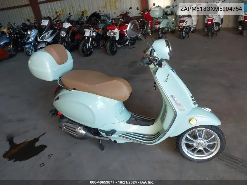 2021 Vespa Primavera/Sprint 150 VIN: ZAPM818GXM5904754 Lot: 40659877