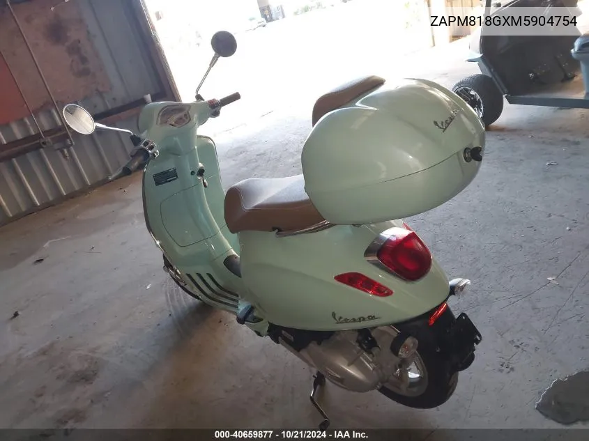 2021 Vespa Primavera/Sprint 150 VIN: ZAPM818GXM5904754 Lot: 40659877