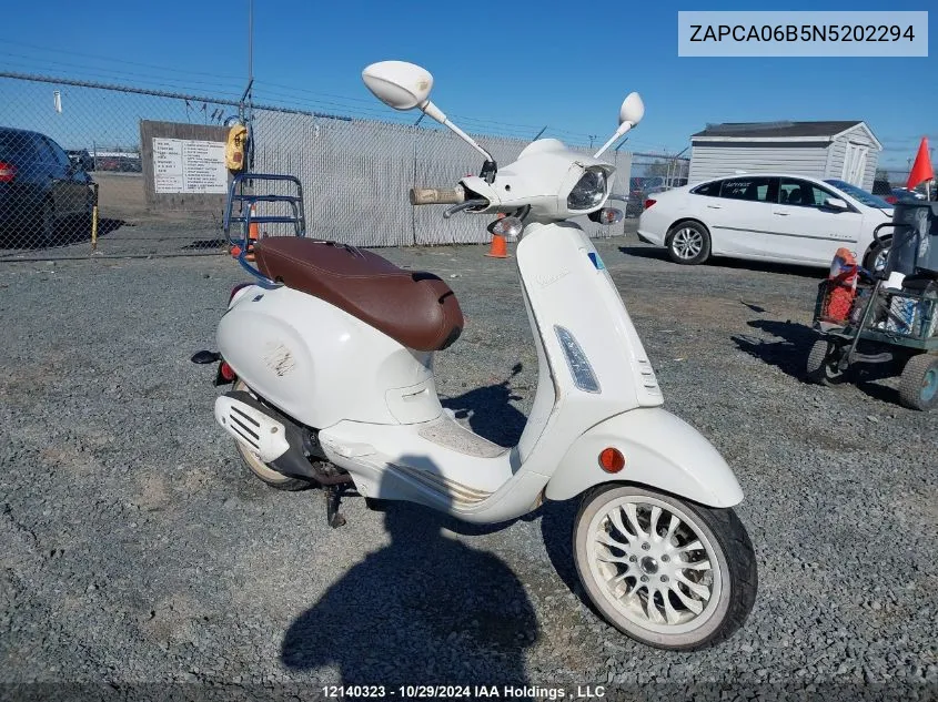 2022 Vespa Primavera/Sprint 50 VIN: ZAPCA06B5N5202294 Lot: 12140323