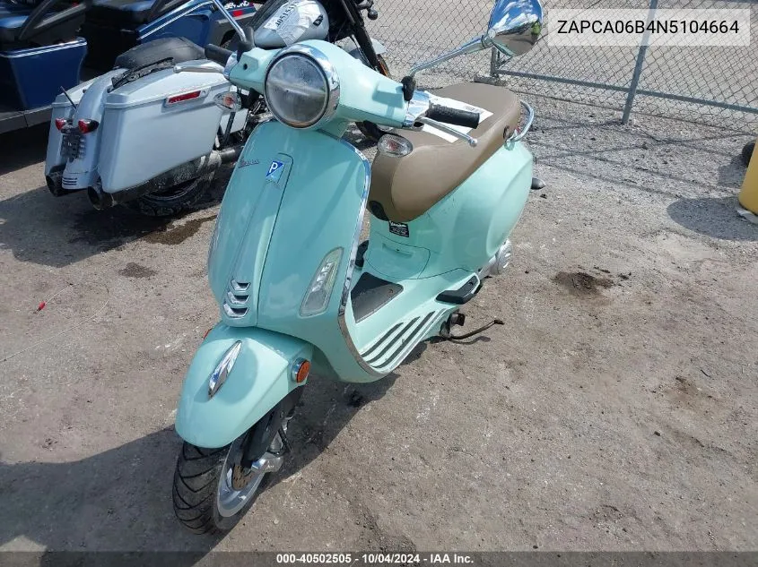 2022 Vespa Primavera/Sprint 50 VIN: ZAPCA06B4N5104664 Lot: 40502505