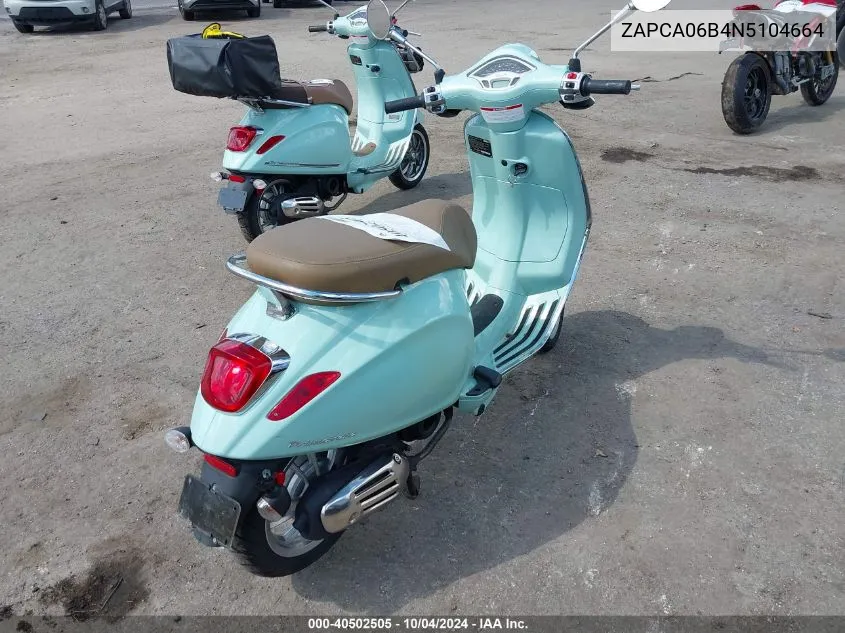 2022 Vespa Primavera/Sprint 50 VIN: ZAPCA06B4N5104664 Lot: 40502505