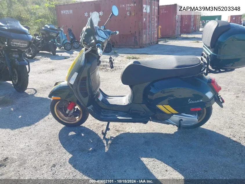 2022 Vespa Gts 300 Super VIN: ZAPMA39M3N5203348 Lot: 40602101