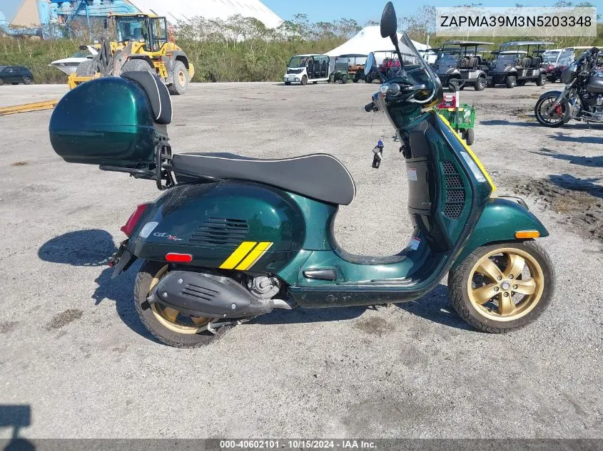 2022 Vespa Gts 300 Super VIN: ZAPMA39M3N5203348 Lot: 40602101