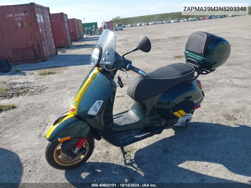 2022 Vespa Gts 300 Super VIN: ZAPMA39M3N5203348 Lot: 40602101