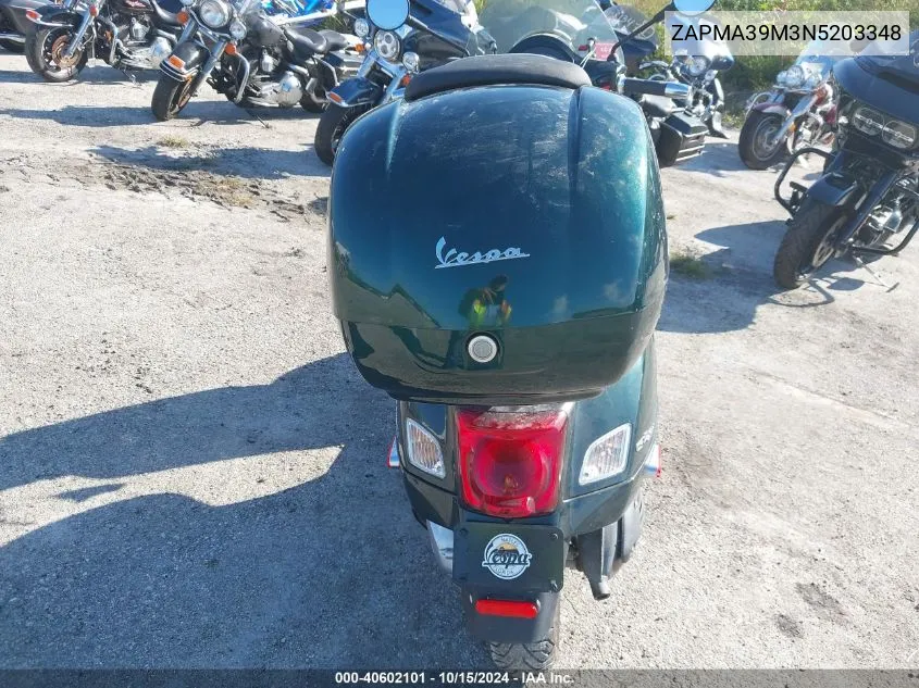 2022 Vespa Gts 300 Super VIN: ZAPMA39M3N5203348 Lot: 40602101