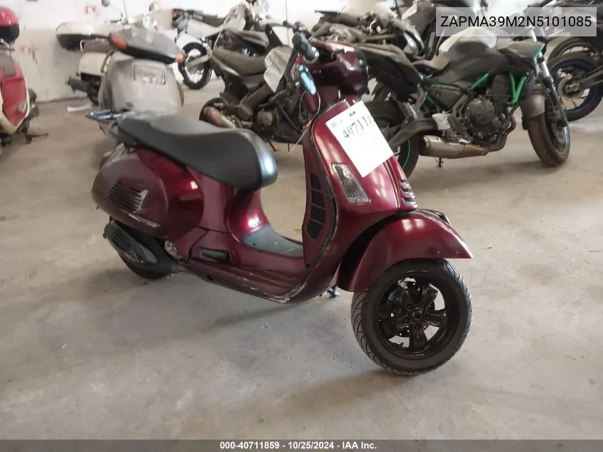 2022 Vespa Gts 300 Super VIN: ZAPMA39M2N5101085 Lot: 40711859