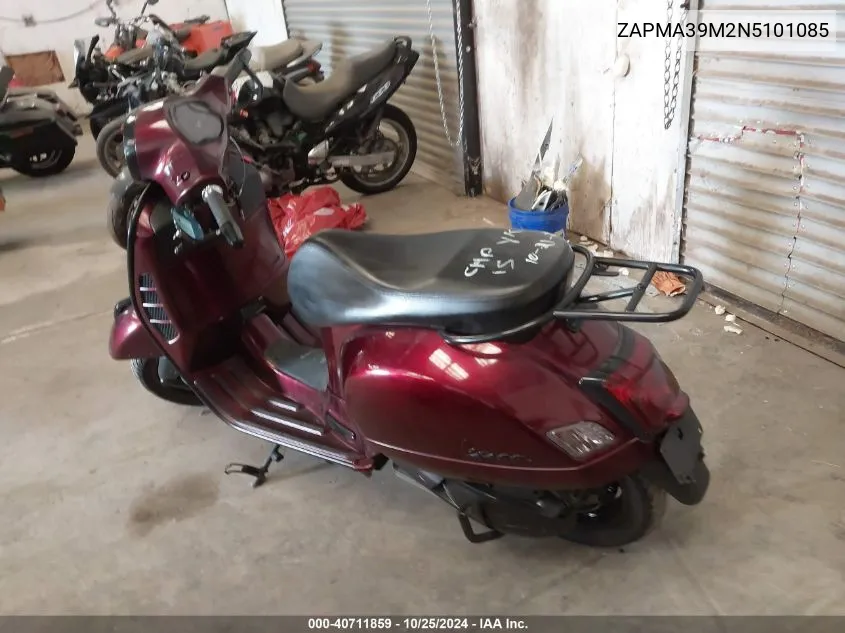 2022 Vespa Gts 300 Super VIN: ZAPMA39M2N5101085 Lot: 40711859