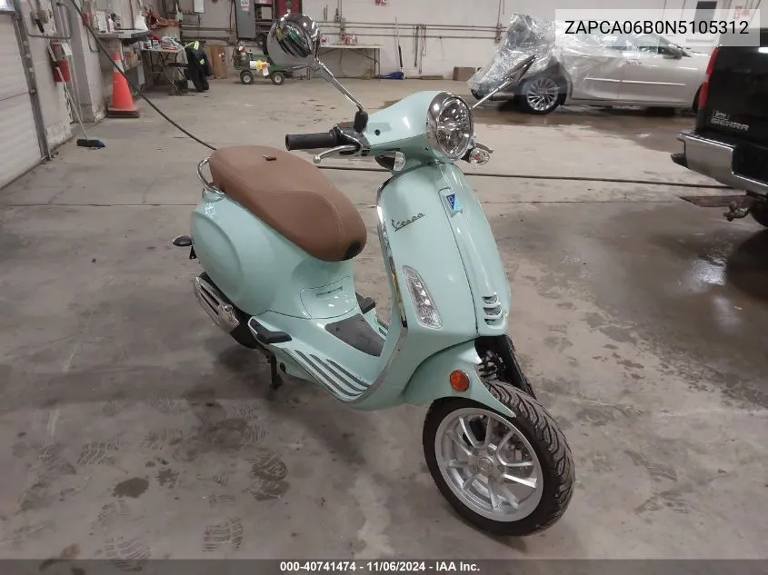 2022 Vespa Primavera/Sprint 50 VIN: ZAPCA06B0N5105312 Lot: 40741474