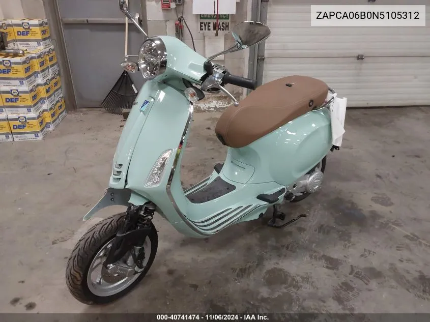 2022 Vespa Primavera/Sprint 50 VIN: ZAPCA06B0N5105312 Lot: 40741474