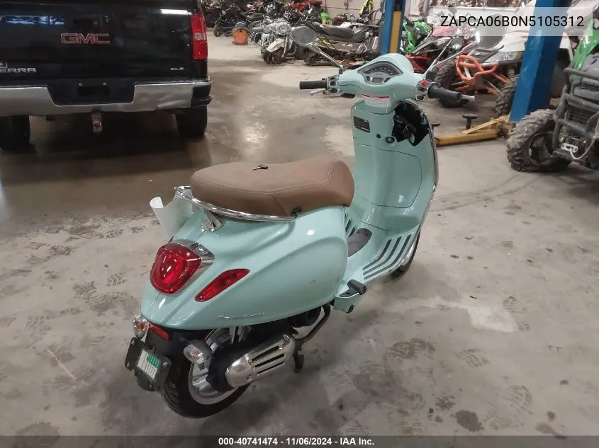 2022 Vespa Primavera/Sprint 50 VIN: ZAPCA06B0N5105312 Lot: 40741474