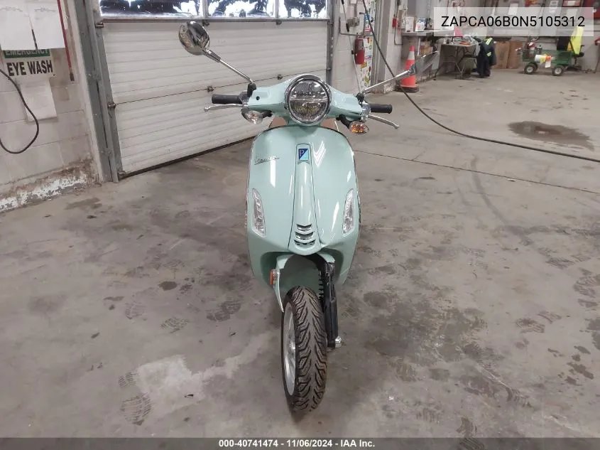 2022 Vespa Primavera/Sprint 50 VIN: ZAPCA06B0N5105312 Lot: 40741474