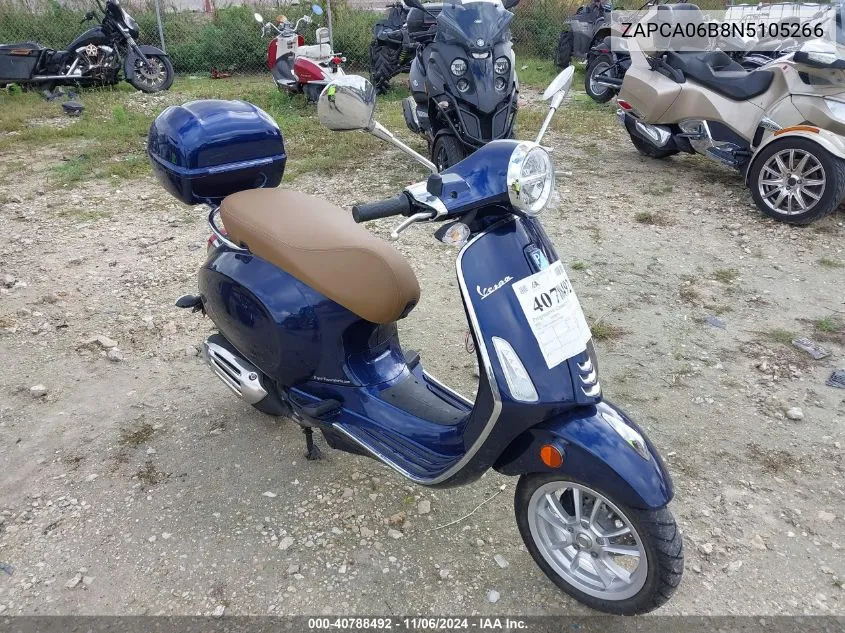 2022 Vespa Primavera/Sprint 50 VIN: ZAPCA06B8N5105266 Lot: 40788492