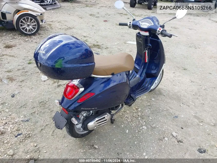 2022 Vespa Primavera/Sprint 50 VIN: ZAPCA06B8N5105266 Lot: 40788492