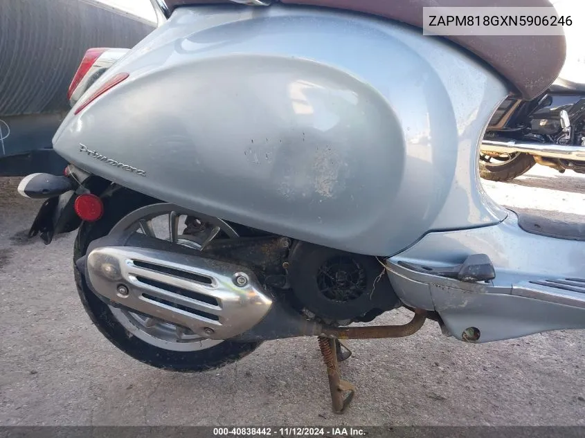 2022 Vespa Primavera/Sprint 150 VIN: ZAPM818GXN5906246 Lot: 40838442