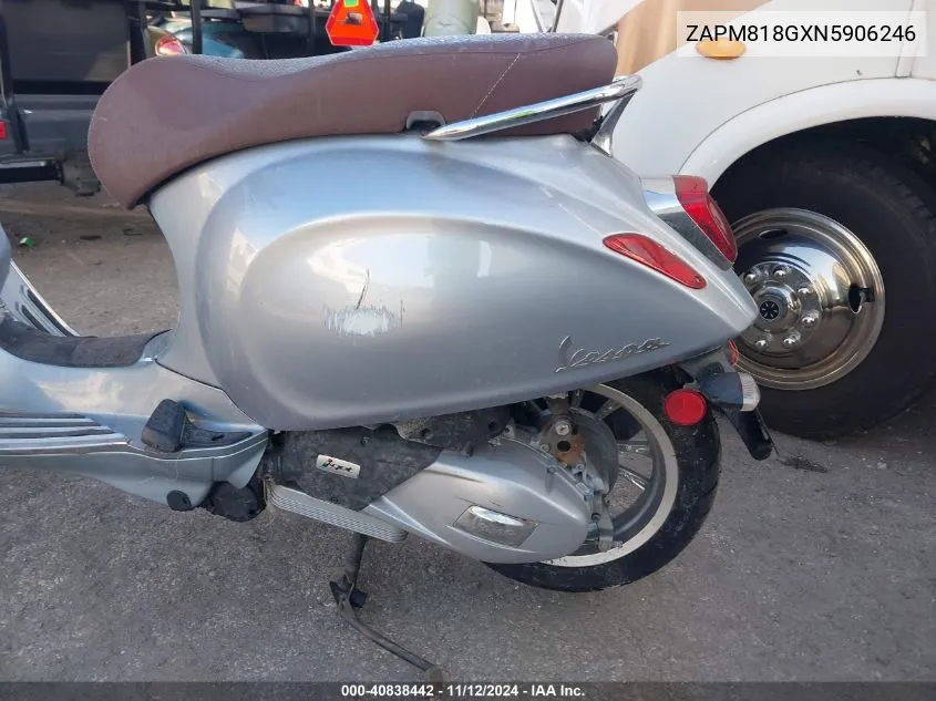 2022 Vespa Primavera/Sprint 150 VIN: ZAPM818GXN5906246 Lot: 40838442