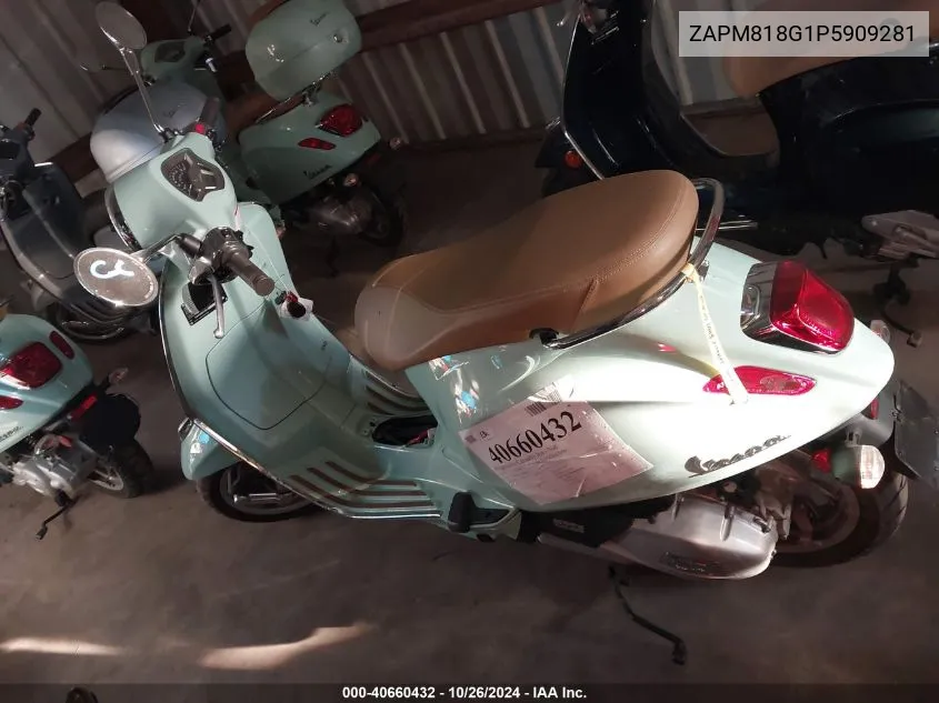 2023 Vespa Primavera/Sprint 150 VIN: ZAPM818G1P5909281 Lot: 40660432