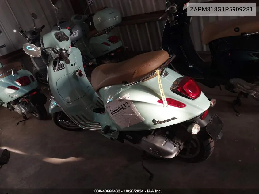 2023 Vespa Primavera/Sprint 150 VIN: ZAPM818G1P5909281 Lot: 40660432