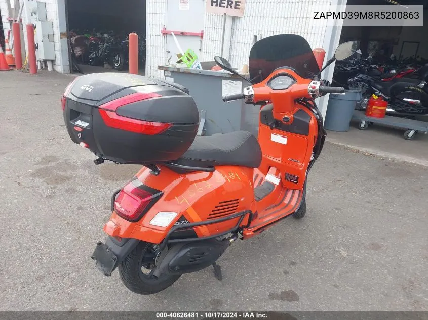 2024 Vespa Gts/Sei Giorni 300 VIN: ZAPMD39M8R5200863 Lot: 40626481