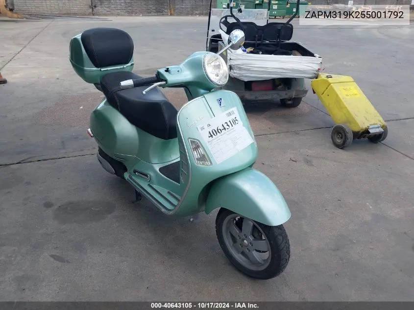 2005 Vespa Granturismo 200 VIN: ZAPM319K255001792 Lot: 40643105