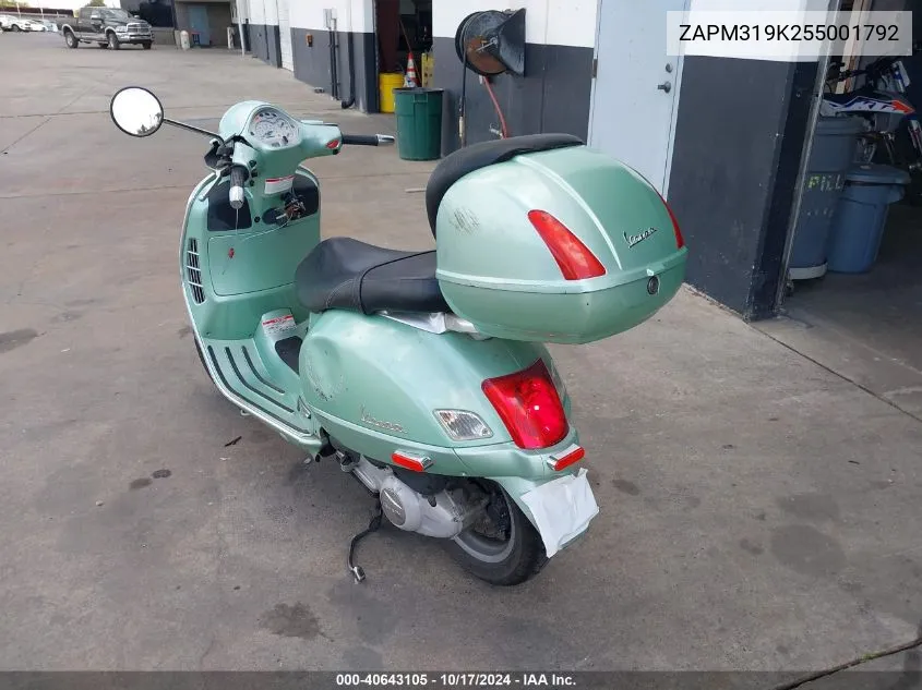 2005 Vespa Granturismo 200 VIN: ZAPM319K255001792 Lot: 40643105