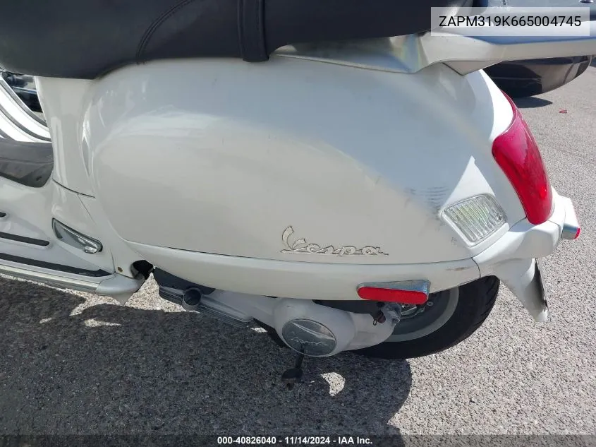 2006 Vespa Granturismo 200 VIN: ZAPM319K665004745 Lot: 40826040