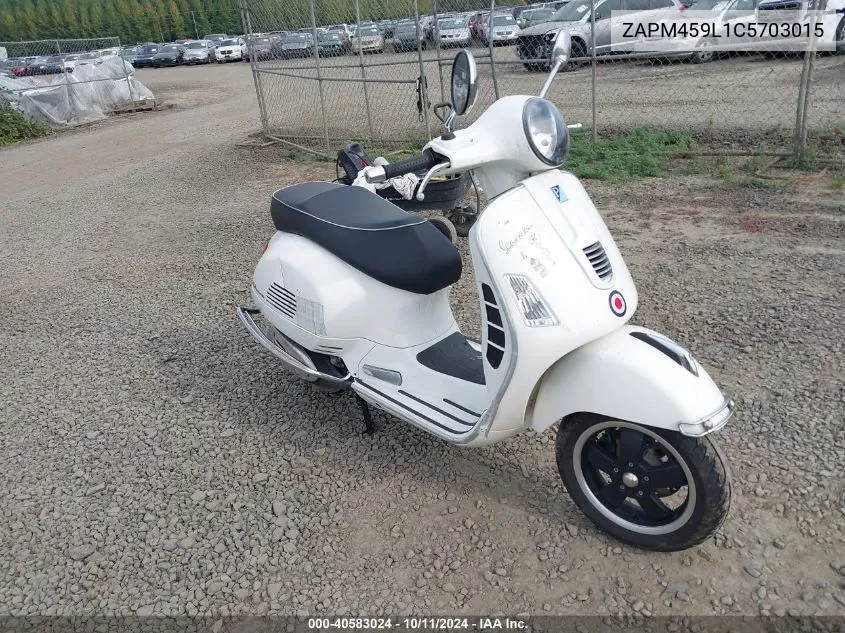 2012 Vespa Gts 300 Super VIN: ZAPM459L1C5703015 Lot: 40583024