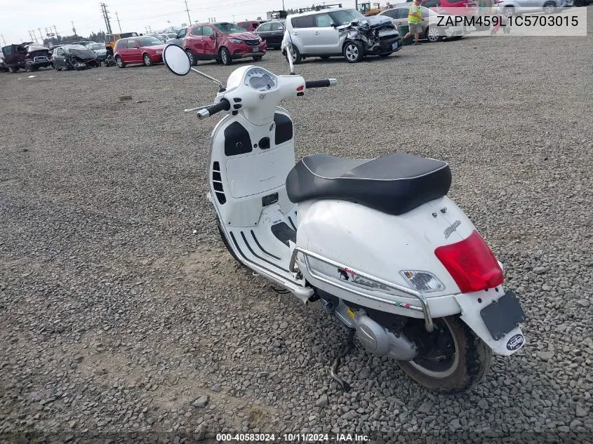 2012 Vespa Gts 300 Super VIN: ZAPM459L1C5703015 Lot: 40583024