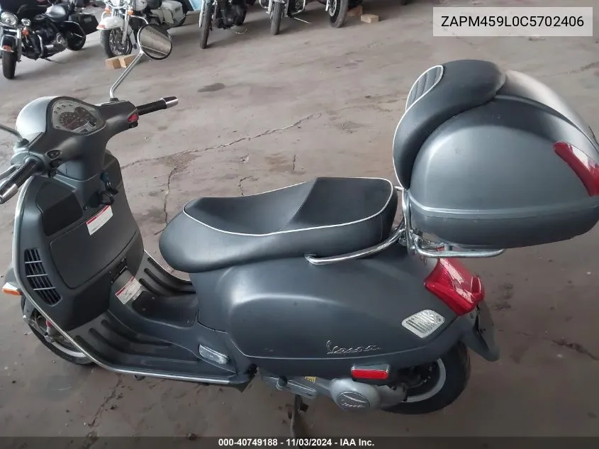 2012 Vespa Gts 300 Super VIN: ZAPM459L0C5702406 Lot: 40749188